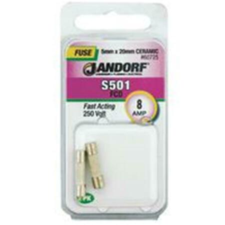 JANDORF UL Class Fuse, S501 Series, Fast-Acting, 8A, 250V AC 3399011